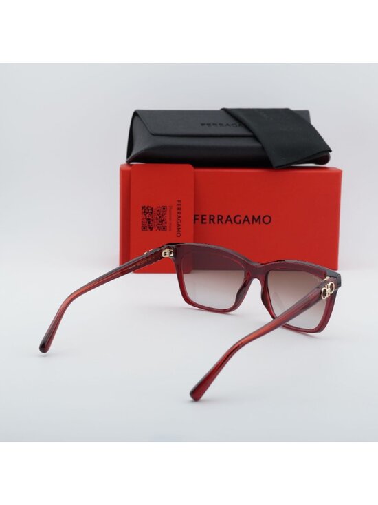 Salvatore Ferragamo SF1027S 655 Sunglasses Wine Square Frame, Brown Lenses main image 7